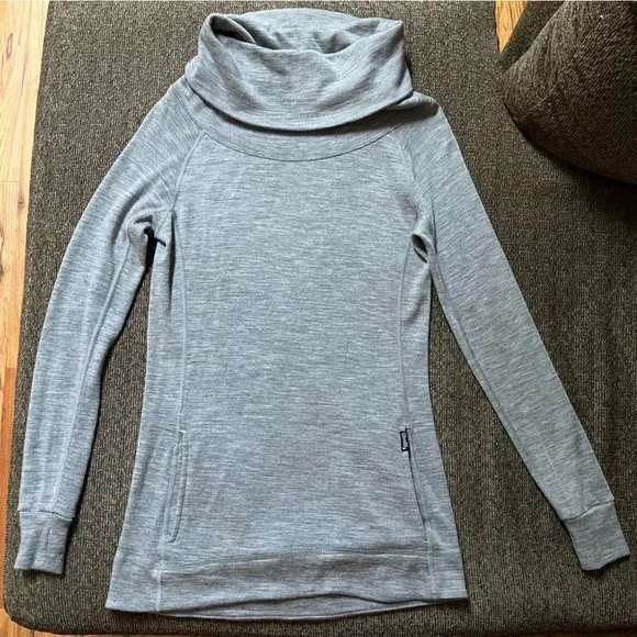 Woolly pro-knit merino wool long sleeve cowl neck tunic top with pockets… - Picture 1 of 16